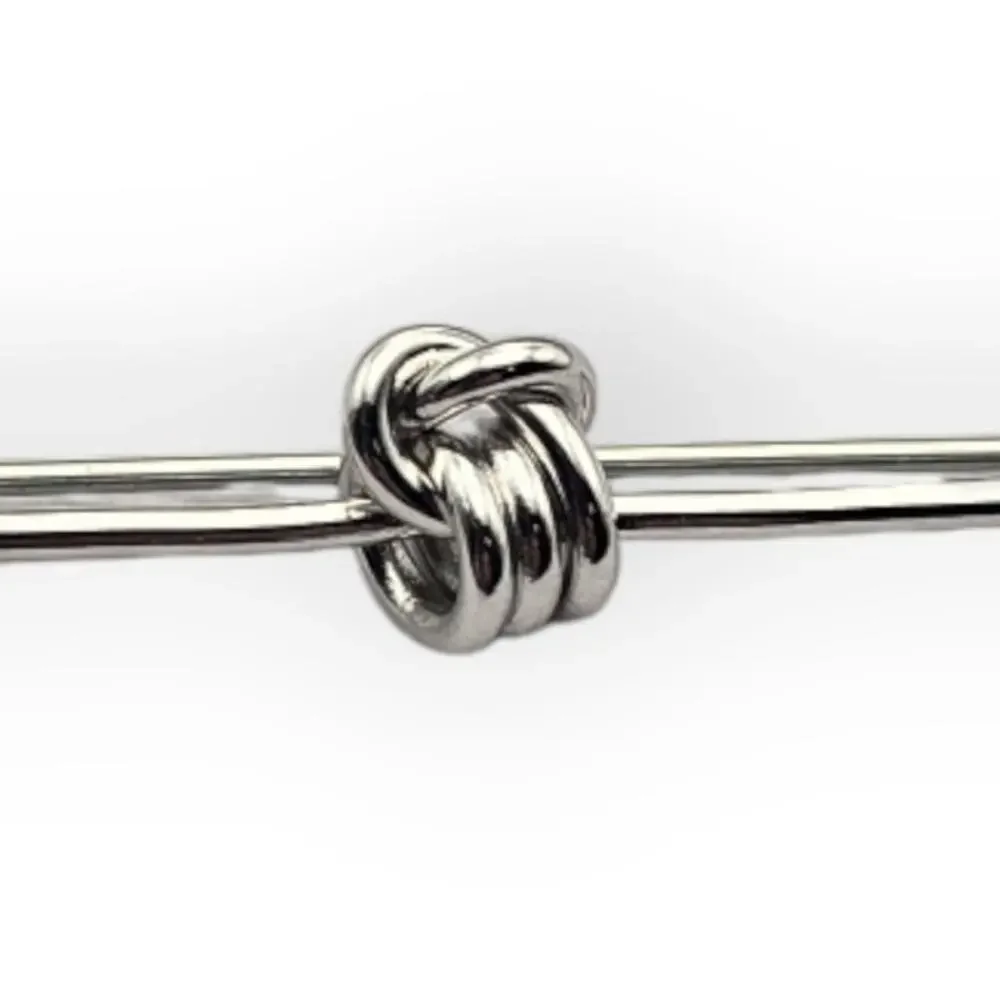 Monet Love Knot Bar Brooch Silver Tone Vintage Minimalist Classic Chic